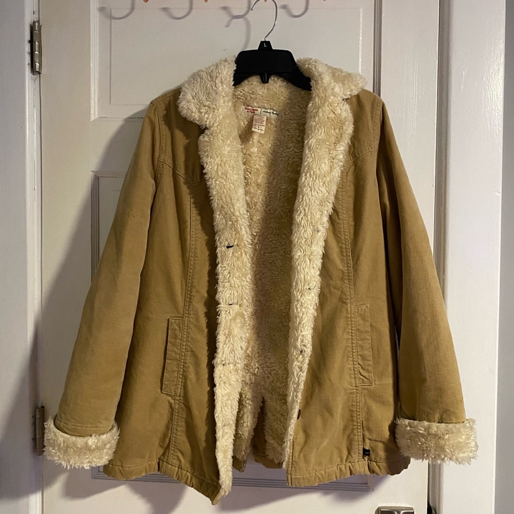 Abercrombie & Fitch vintage Tan Teddy Jacket with Cream Lining